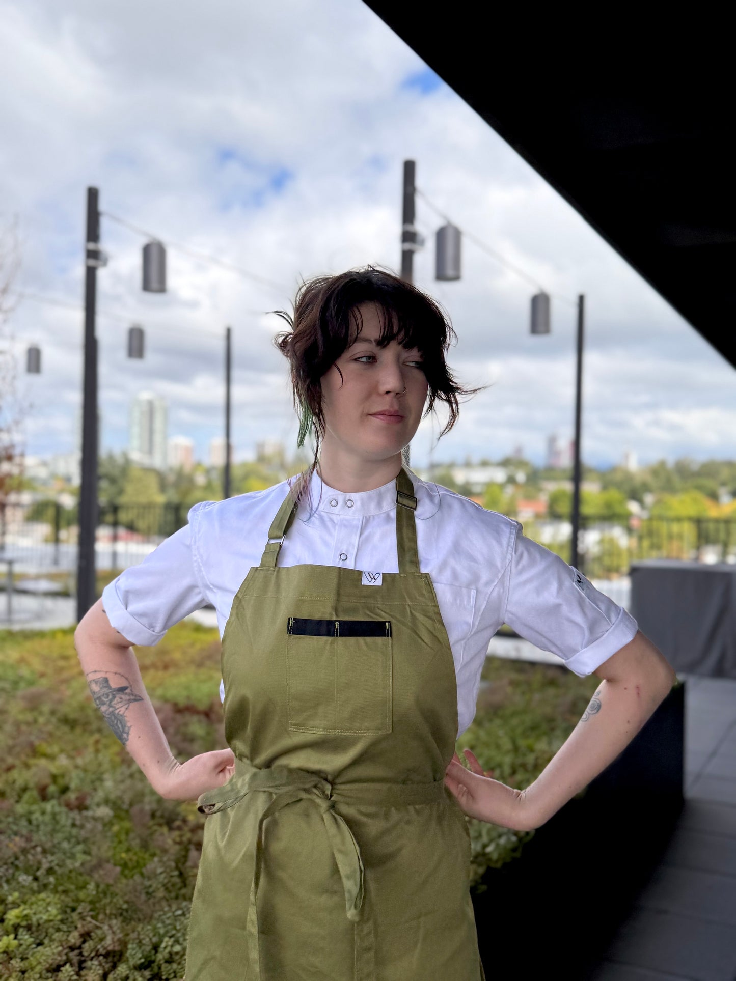 Cotton polyester olive apron