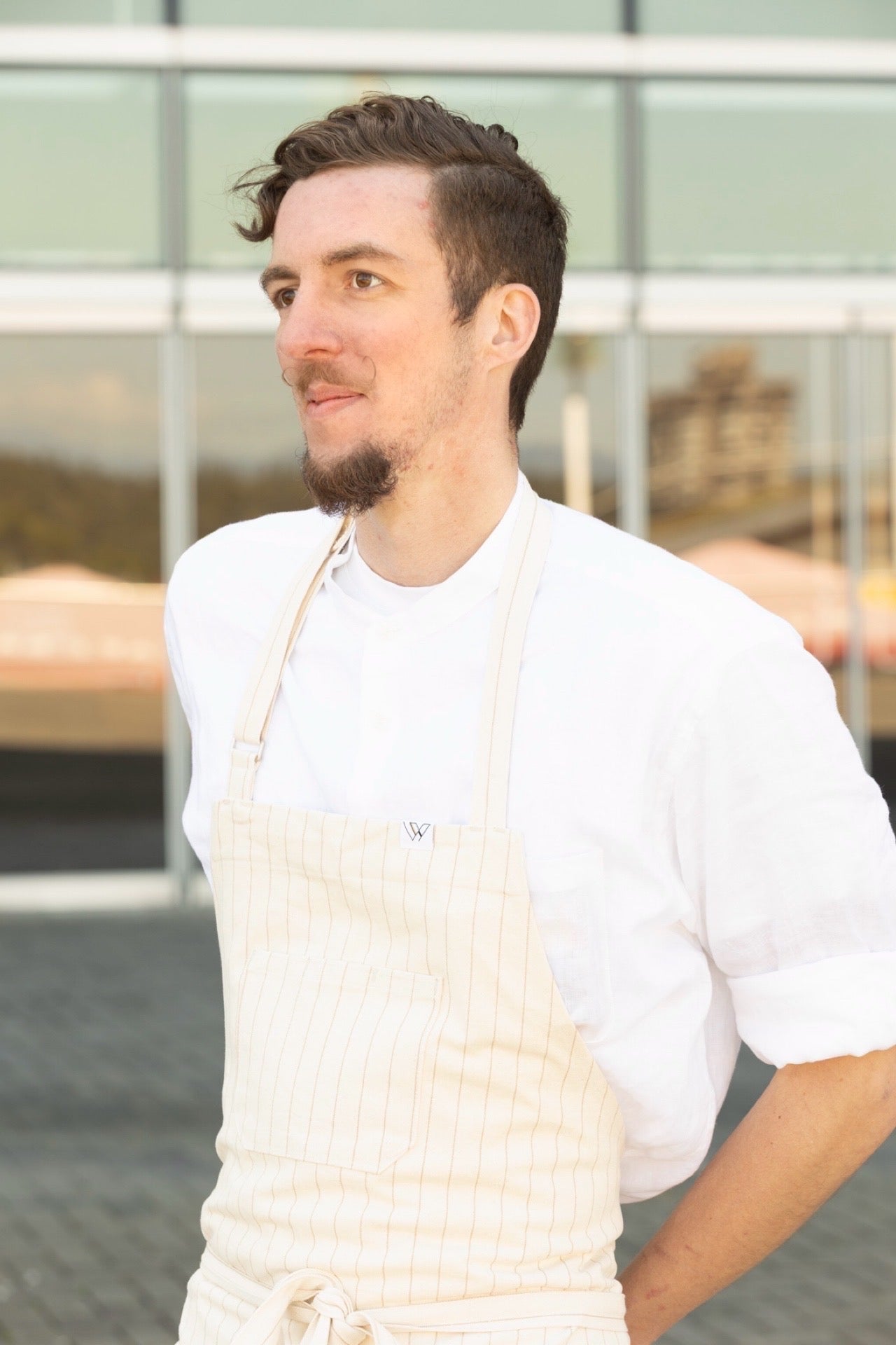 Vancouver 110 APRON (cream tan stripe)