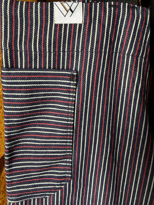 Vancouver 162 Apron (maroon red, navy, white stripe)