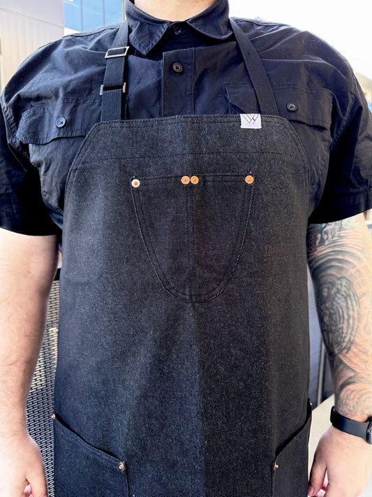 SEOUL 02 Apron (black & blue denim)