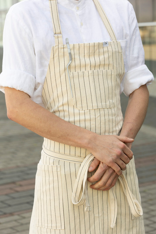 VANCOUVER 110 APRON (Cream black stripe)