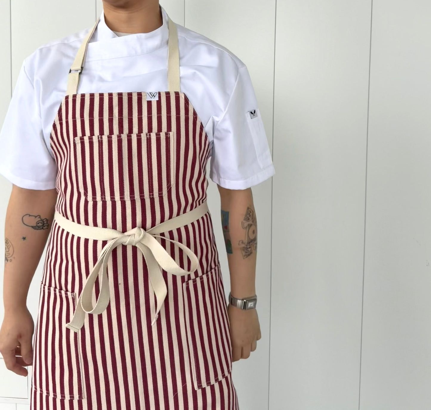 SEOUL 03 APRON (burgundy cream)