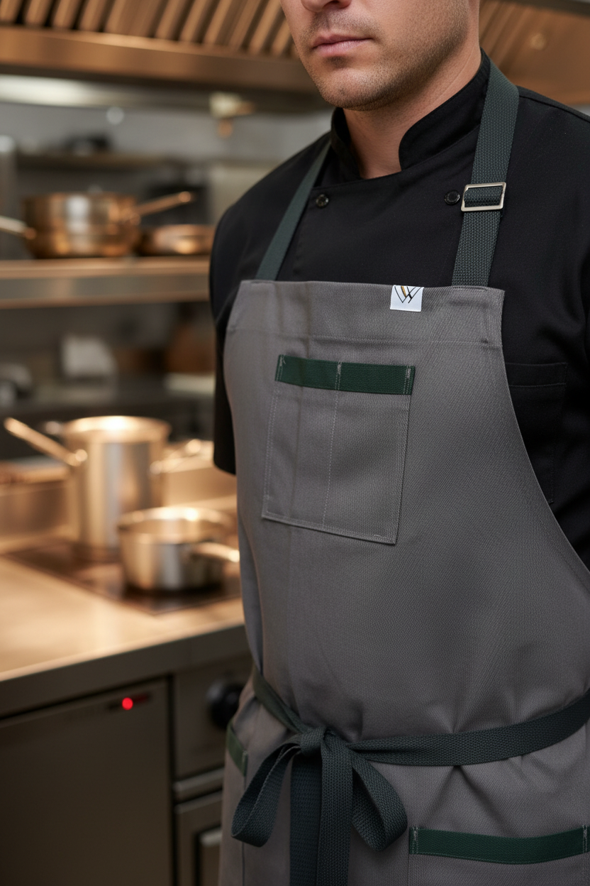 VANCOUVER 220 chef APRON (gray cotton twill)