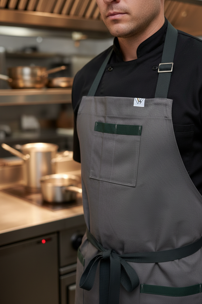VANCOUVER 220 chef APRON (gray cotton twill)