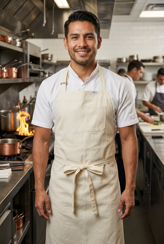 Vancouver 213 Apron (yellow cream cotton twill)