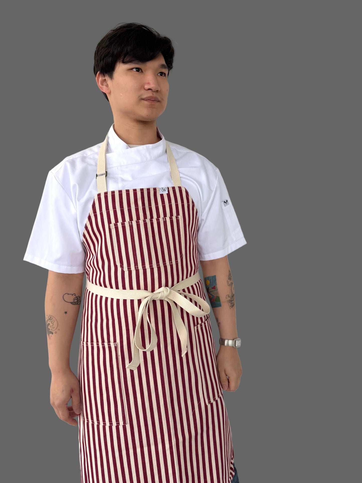 SEOUL 03 APRON (burgundy cream)