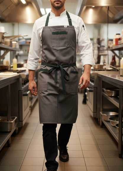 VANCOUVER 220 chef APRON (gray cotton twill)