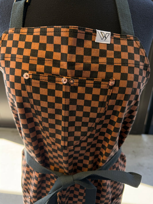 SEOUL 02 Checker Gingham Workwear Apron (cotton twill)