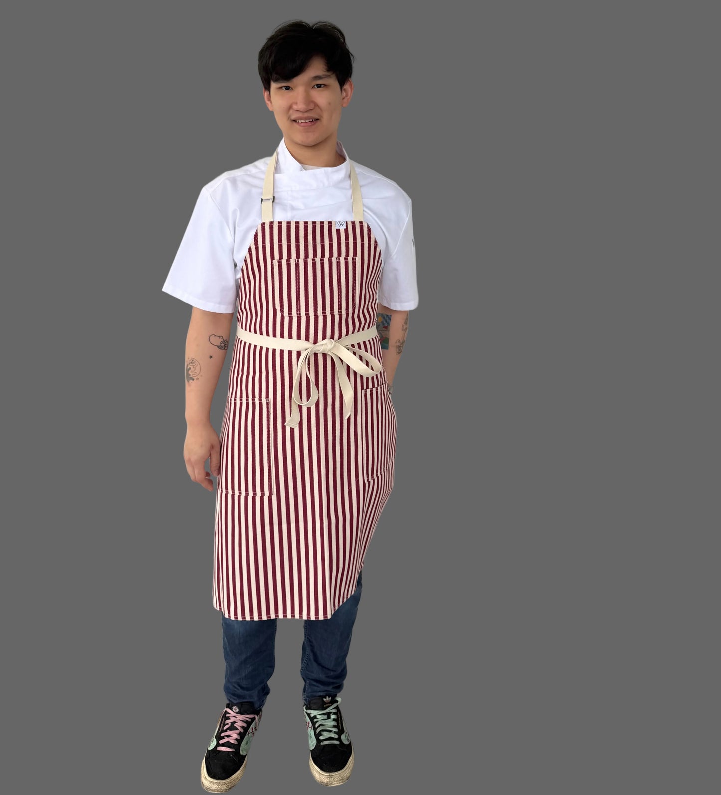 SEOUL 03 APRON (burgundy cream)