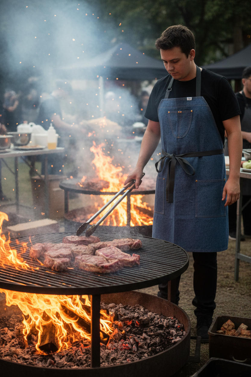 SEOUL 02 chef apron workwear (blue denim)