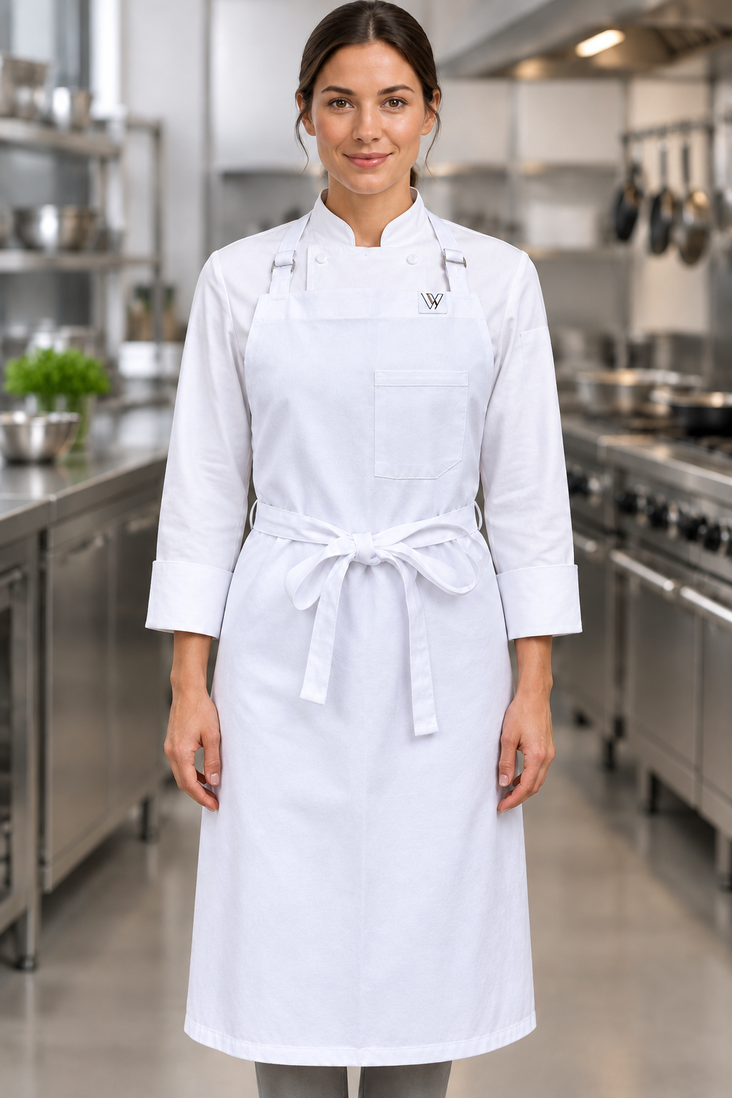 Vancouver 213 Apron TALL (white cotton twill)
