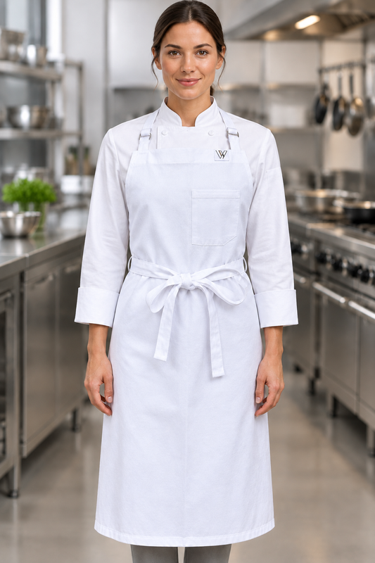 Vancouver 213 Apron TALL (white cotton twill)