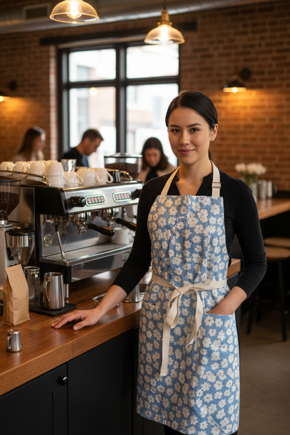 Vancouver 221 Apron (floral light blue)