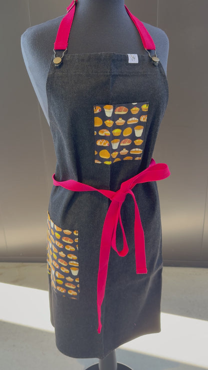Hong Kong Collection Apron (black denim, bakery)