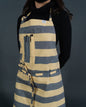 Vancouver 62 chef apron (yellow and gray wide stripe cotton)